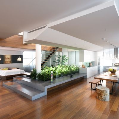 现代客厅餐厅楼梯完整精美室内空间设计