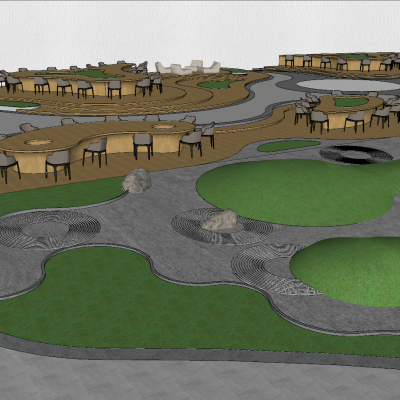 枯山水曲线广场SU模型