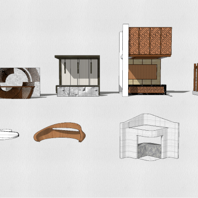 服务吧台SU模型