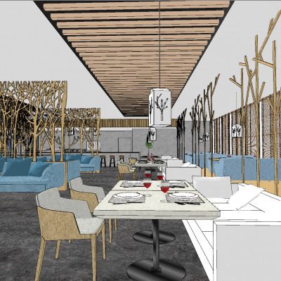 树屋主题餐厅SU模型