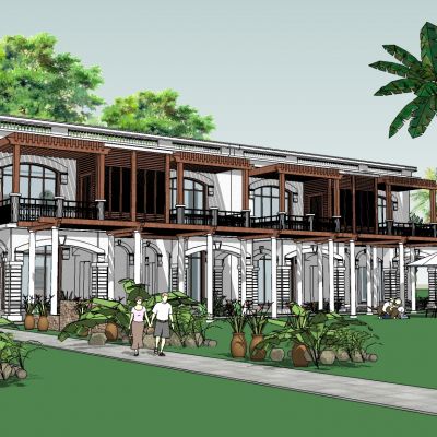 休闲温泉酒店汤屋建筑SU模型