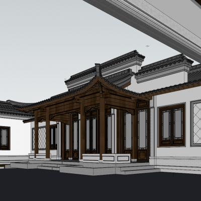 中式古建庭院SU模型