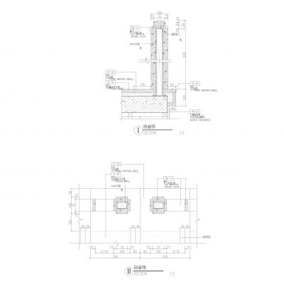 楼梯踏步玻璃扶手栏杆大样节点剖面图