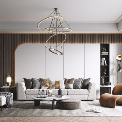 现代布艺弧形沙发组合