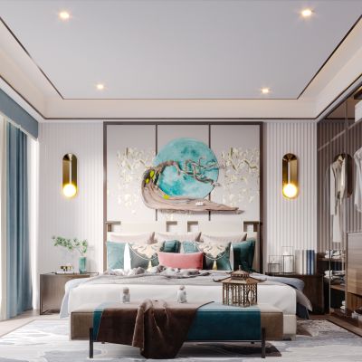 新中式现代简约轻奢风格卧室