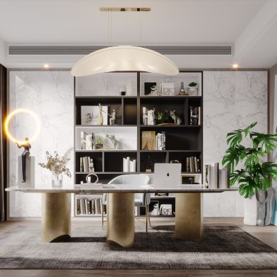 现代简约北欧轻奢风格书房