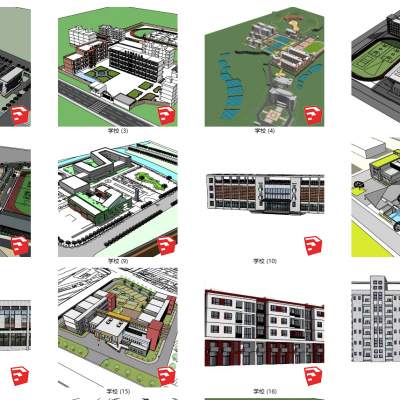 现代学校 小学SU模型