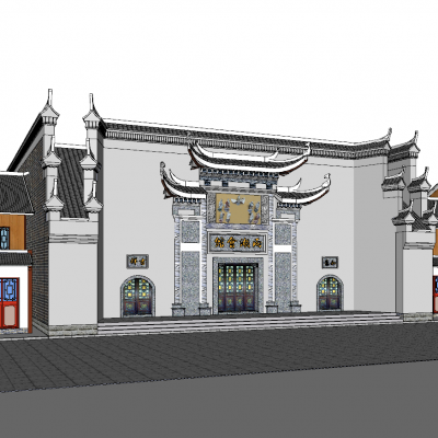 中式仿古建筑SU模型
