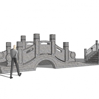 中式园林桥su模型