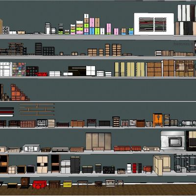 现代家具柜子SU模型