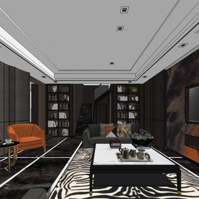 现代客厅设计SU模型