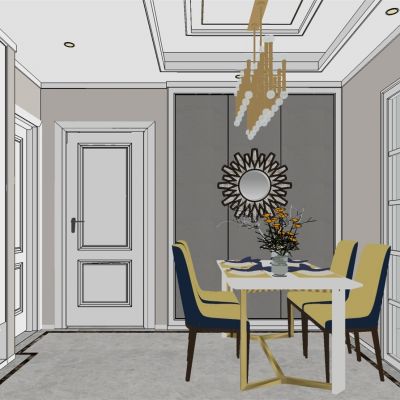 美式餐厅设计SU模型