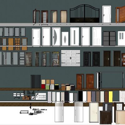 现代家具五金材门窗SU模型