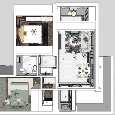 法式小户型住宅SU模型