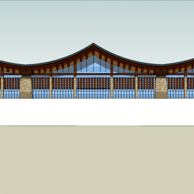 现代火车站车站设计SU模型+CAD文件