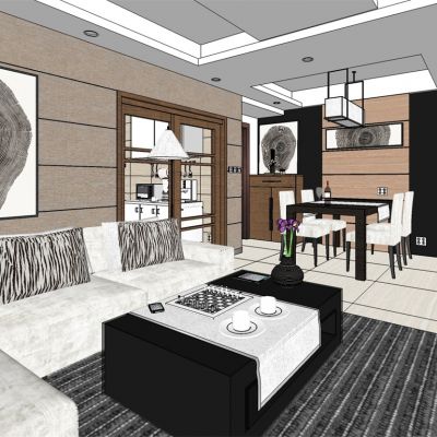 港式住宅家装设计SU模型