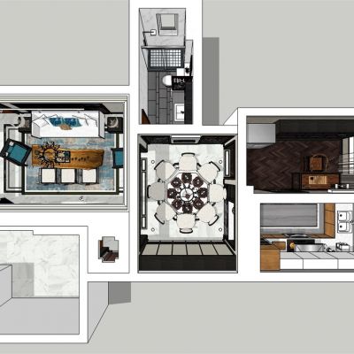 新中式住宅客厅SU模型