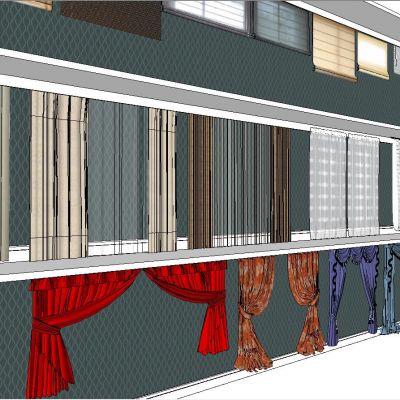 现代家具软装窗帘SU模型