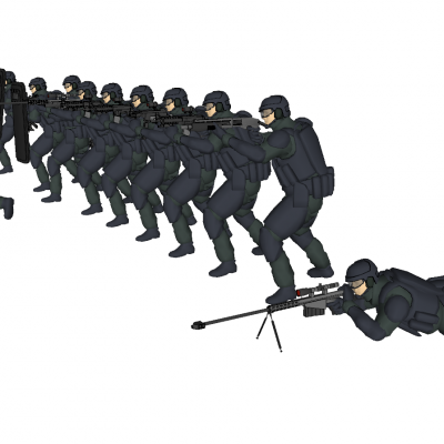 卡通枪械SU人物模型