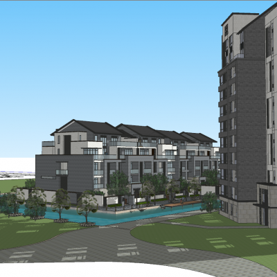 中式居住区su模型