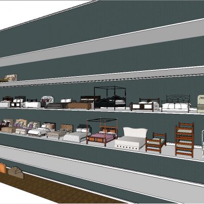 现代家具床具SU模型