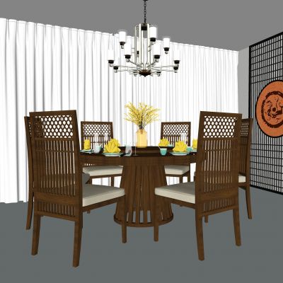 新中式餐桌椅组合