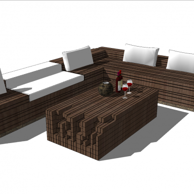 现代风格户外特色座椅SU模型