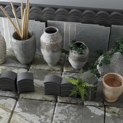 中式陶罐 灰瓦
