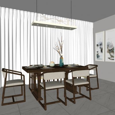 新中式餐桌椅组合