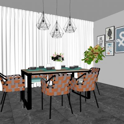 现代餐桌椅组合
