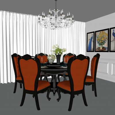 美式餐桌椅组合