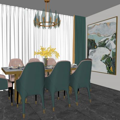 现代餐桌椅组合