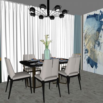 现代餐桌椅组合