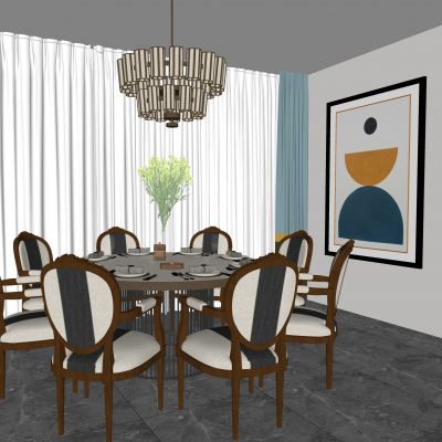 新中式餐桌椅组合