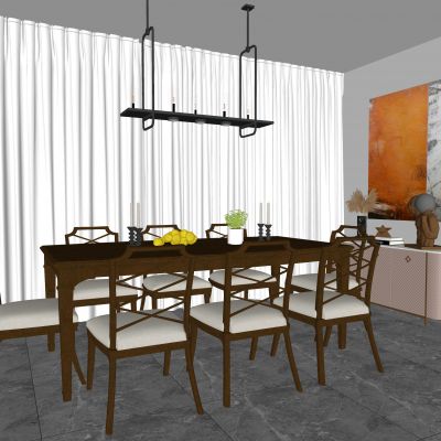 新中式餐桌椅组合