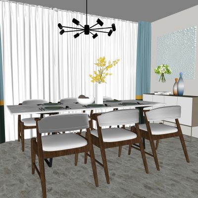 现代餐桌椅组合