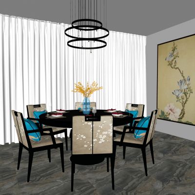 新中式餐桌椅组合