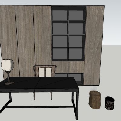 现代风格书桌椅台灯装饰品组合