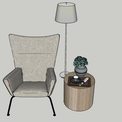 现代风格休闲单椅落地灯组合