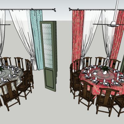 现代复古怀旧风格餐桌包厢组合