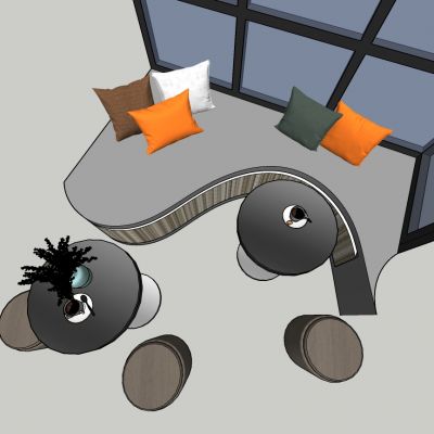 现代风格卡座休闲抱枕组合