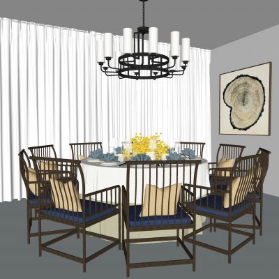 新中式餐桌椅组合