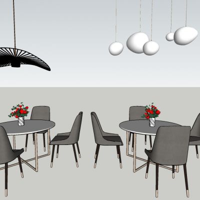 现代风格休闲桌椅吊灯组合