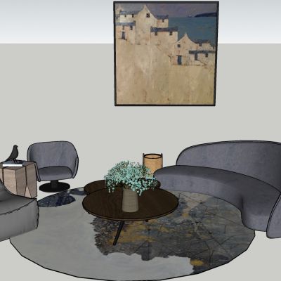 现代风格休闲弧形沙发组合