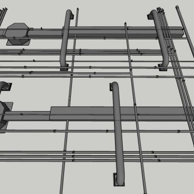 现代风格天花空调消防管道