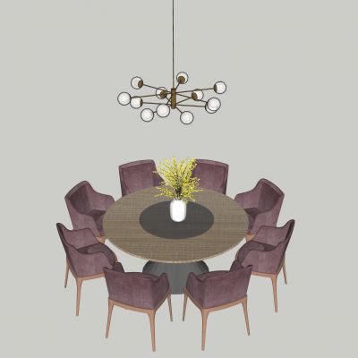 圆桌 餐桌 现代时尚餐桌 吊灯