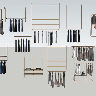 现代服装店陈设衣服衣架