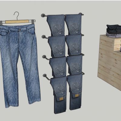 现代服装店陈设衣服衣架