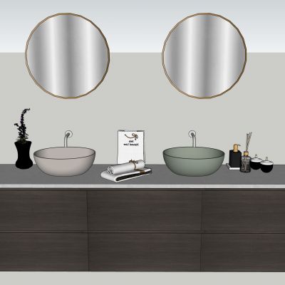 现代时尚洗手台装饰镜饰品