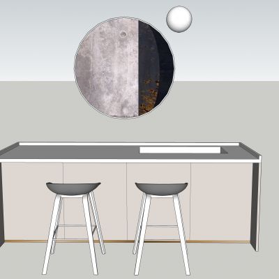 现代时尚水吧 吧台椅 挂画